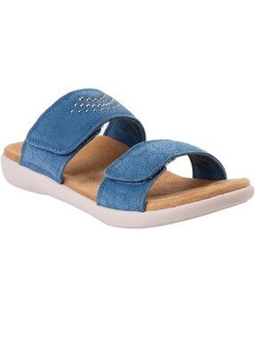 Revitalign Size 9 Mirage Slide Sandal Graphite Blue Orthotic Comfort Rubber Sole